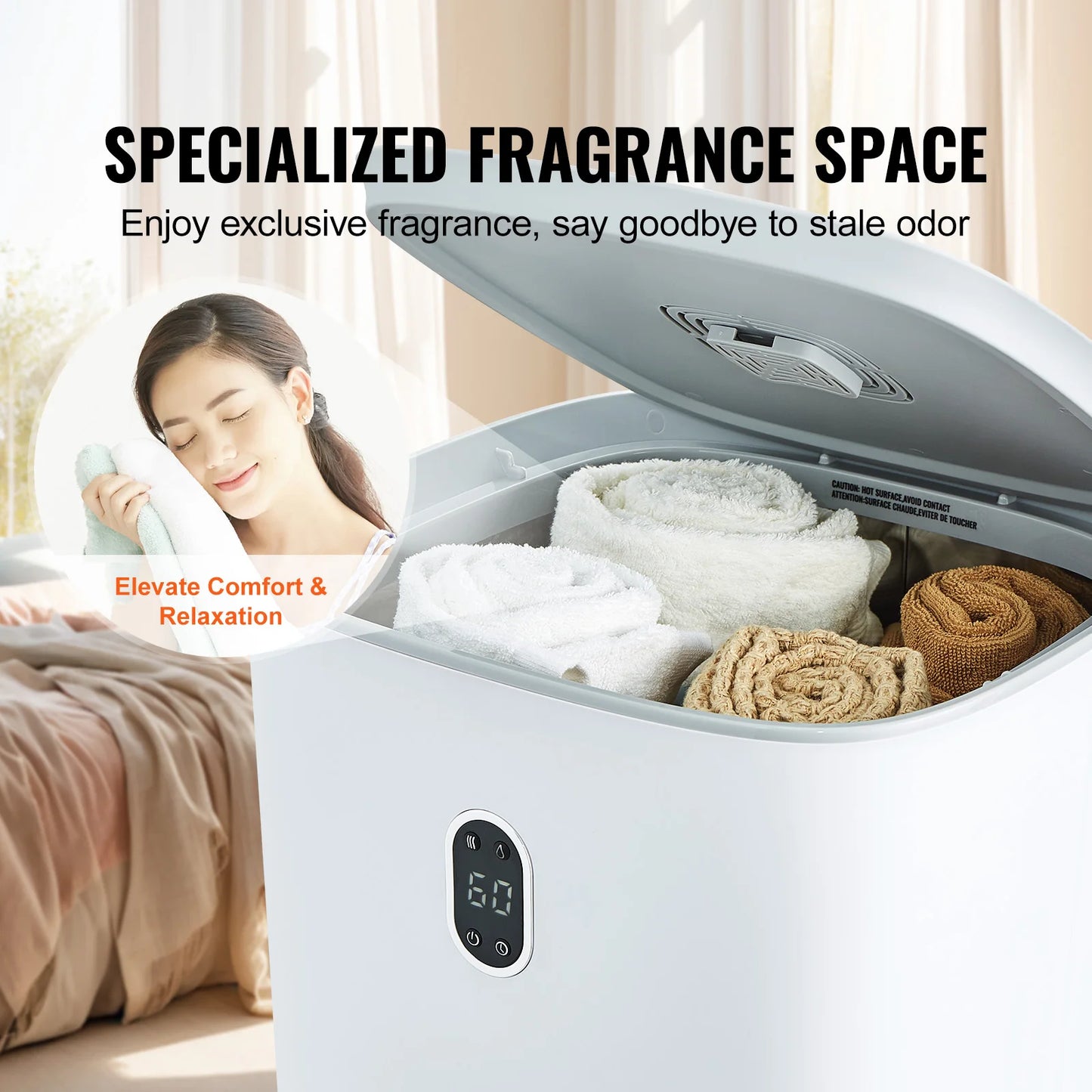 SucceBuy Towel Warmer Bucket With Drying Modes LED Screen
