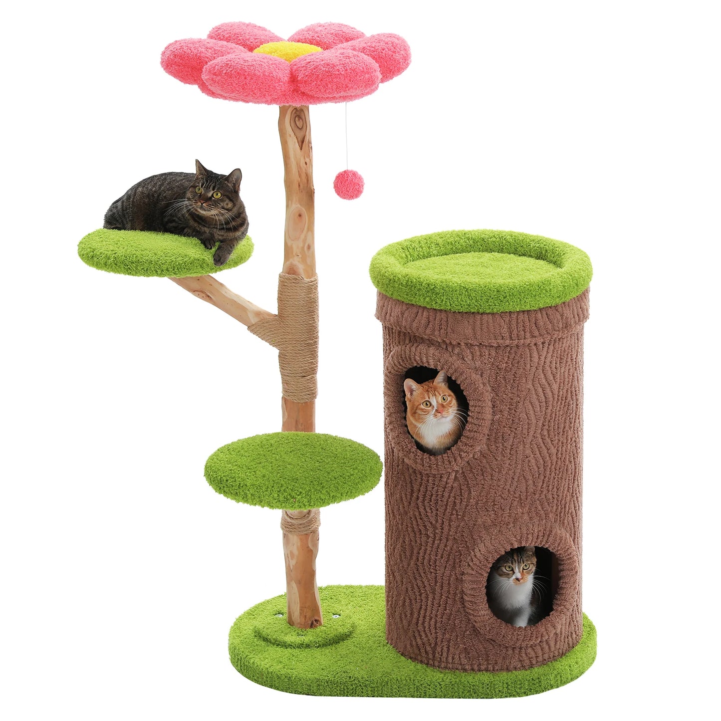 PAWZ Road Wood Cat Tree With Cozy Condos