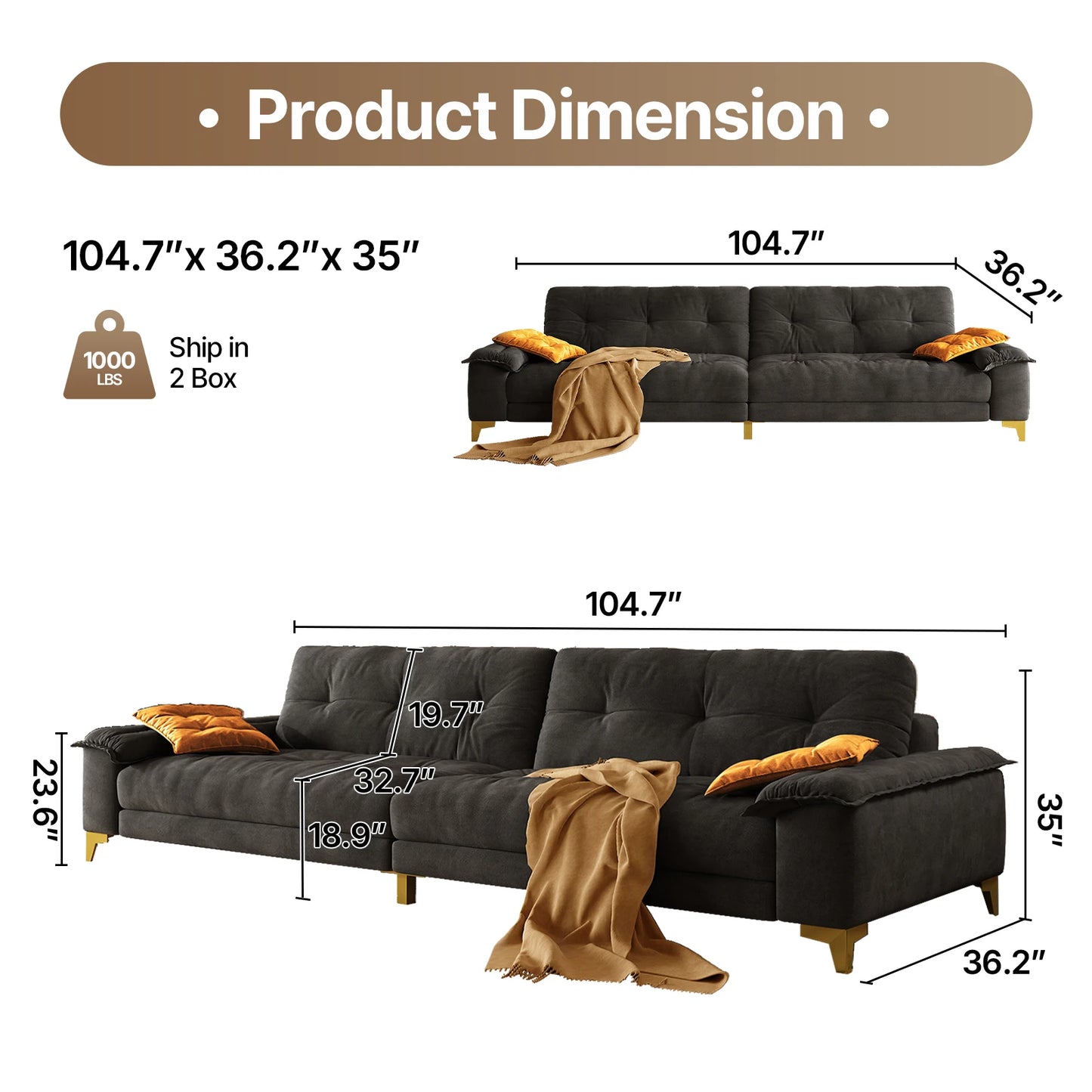 QWCCN Mid-Century Modern Sectional Sofa for Living Room