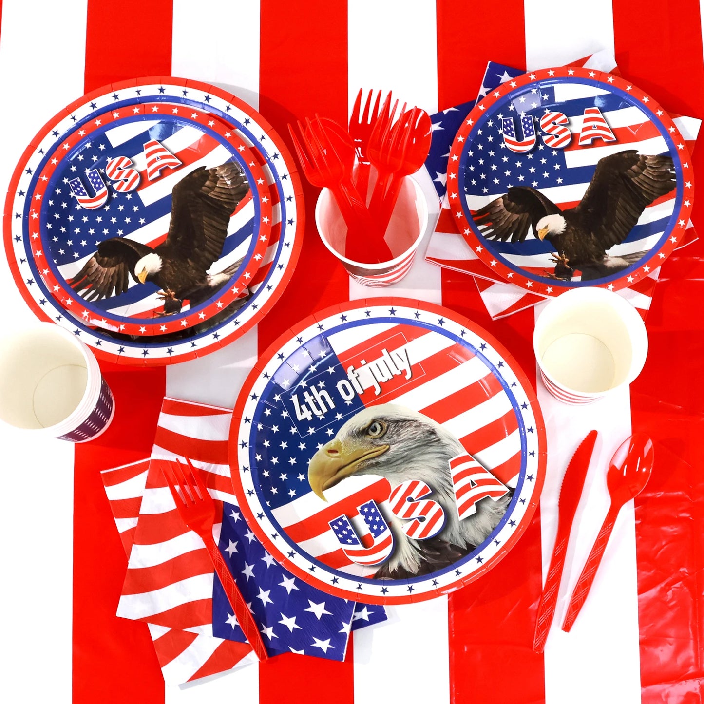 Patriotic Disposable Tableware Set for 4th of July Party