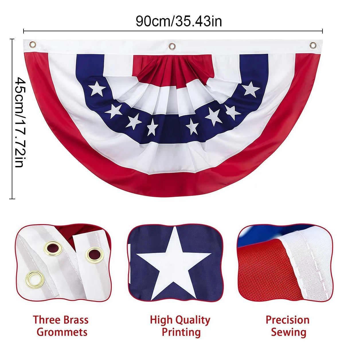 USA Pleated Half Fan Flag Bunting 2-Pack Independence Day