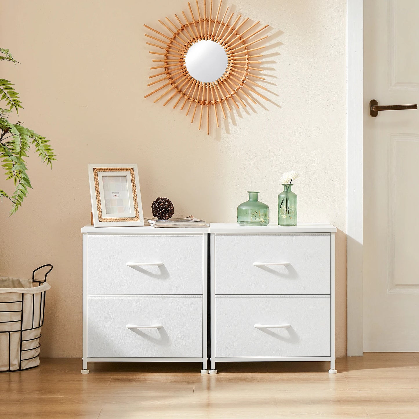 JHK Nightstand Bedside Table With Storage Drawers And Shelf