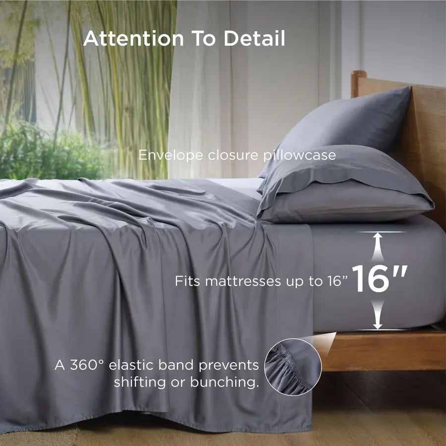 Bamboo Rayon Sheet Set Cooling Breathable Deep Pocket Bedding