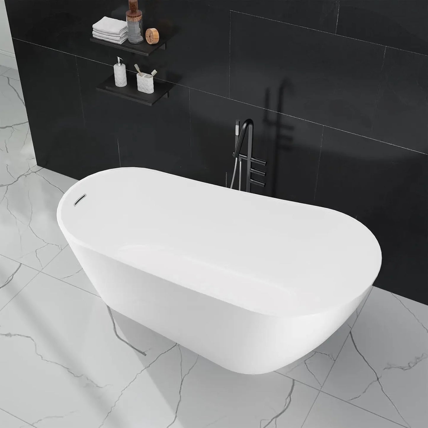 Acrylic Freestanding Bathtub With Integrated Overflow And Drain