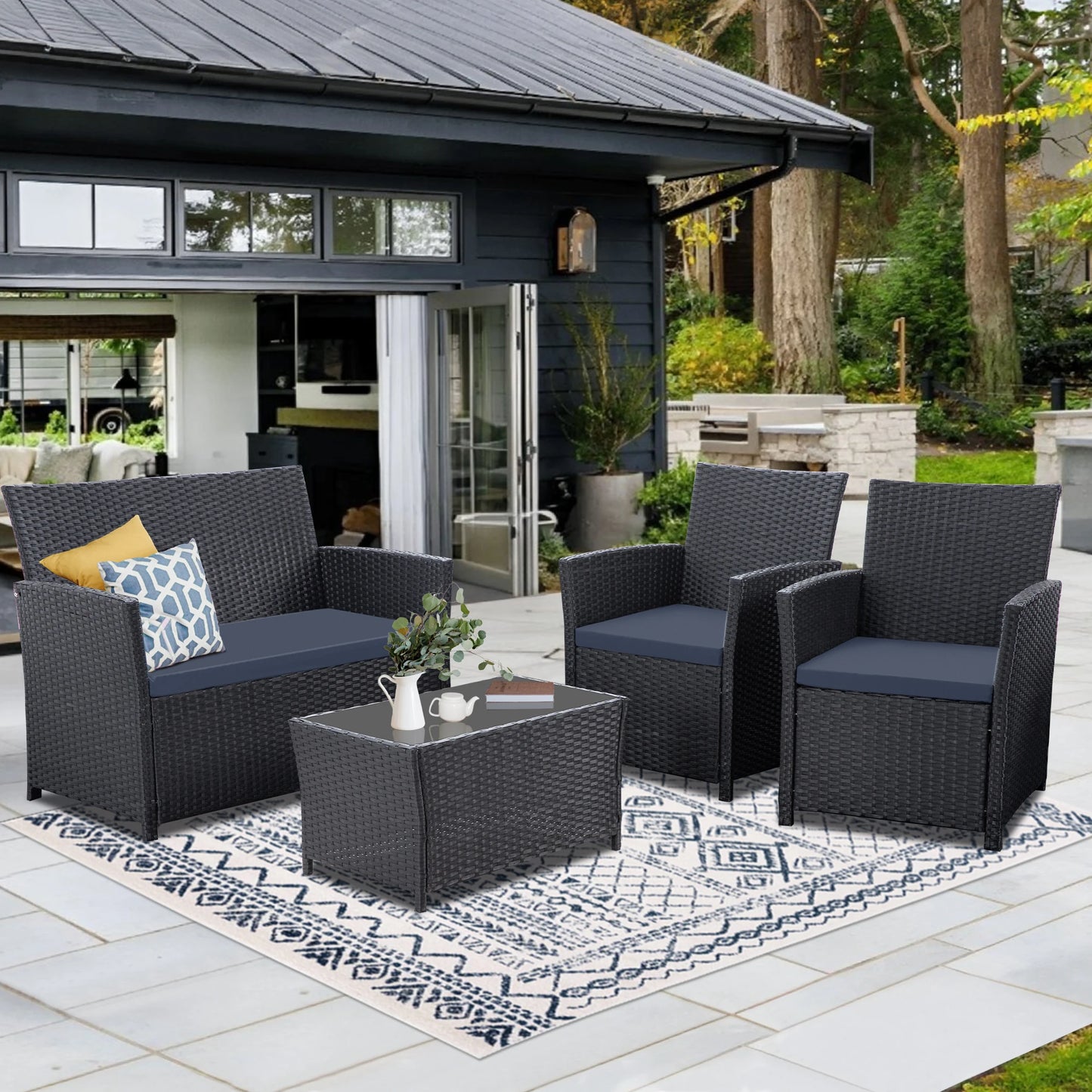 SEOGWISAM Outdoor Patio Furniture Set With Wicker Sofa
