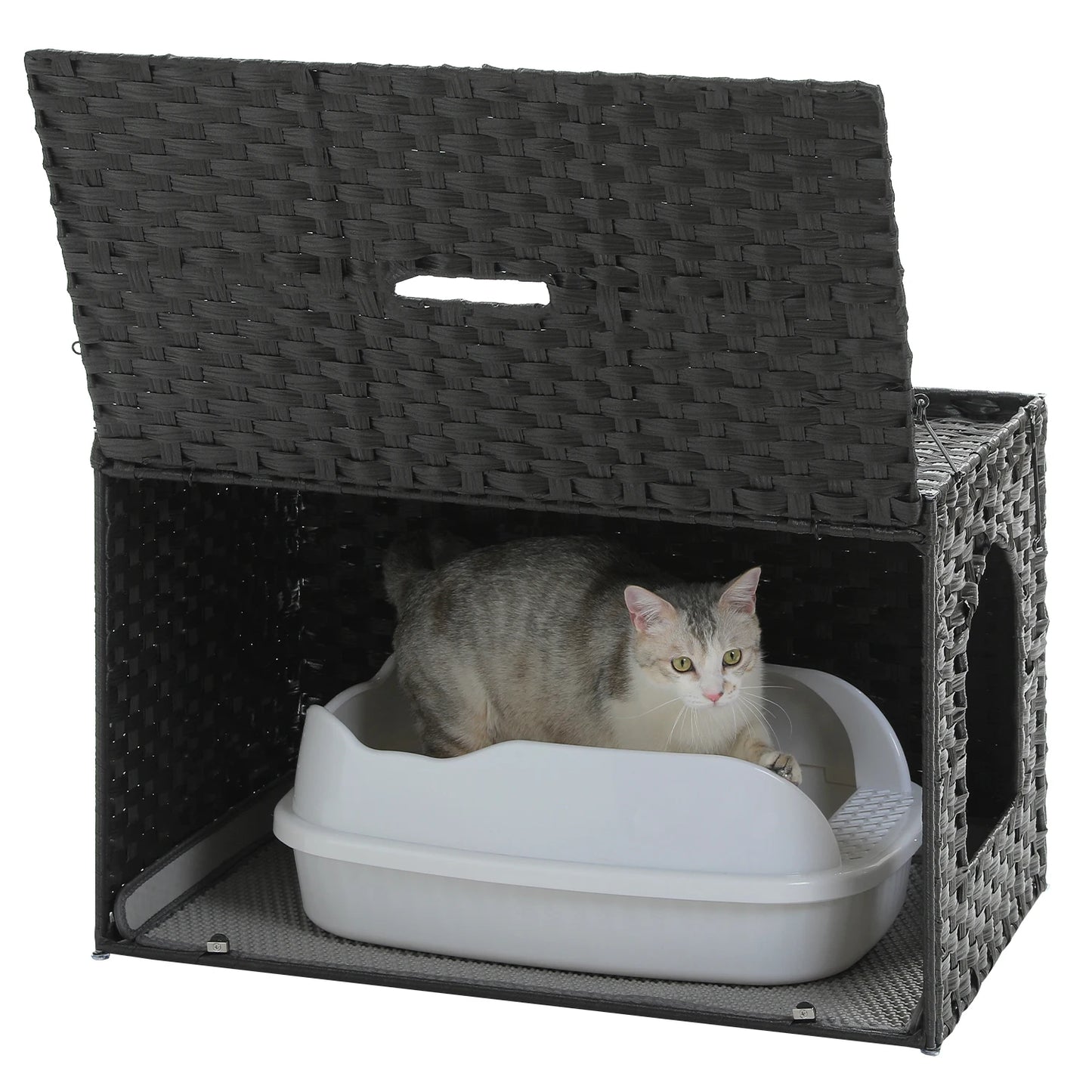 PAWZ Road Rattan Cat Litter Box Enclosure Handwoven With Door