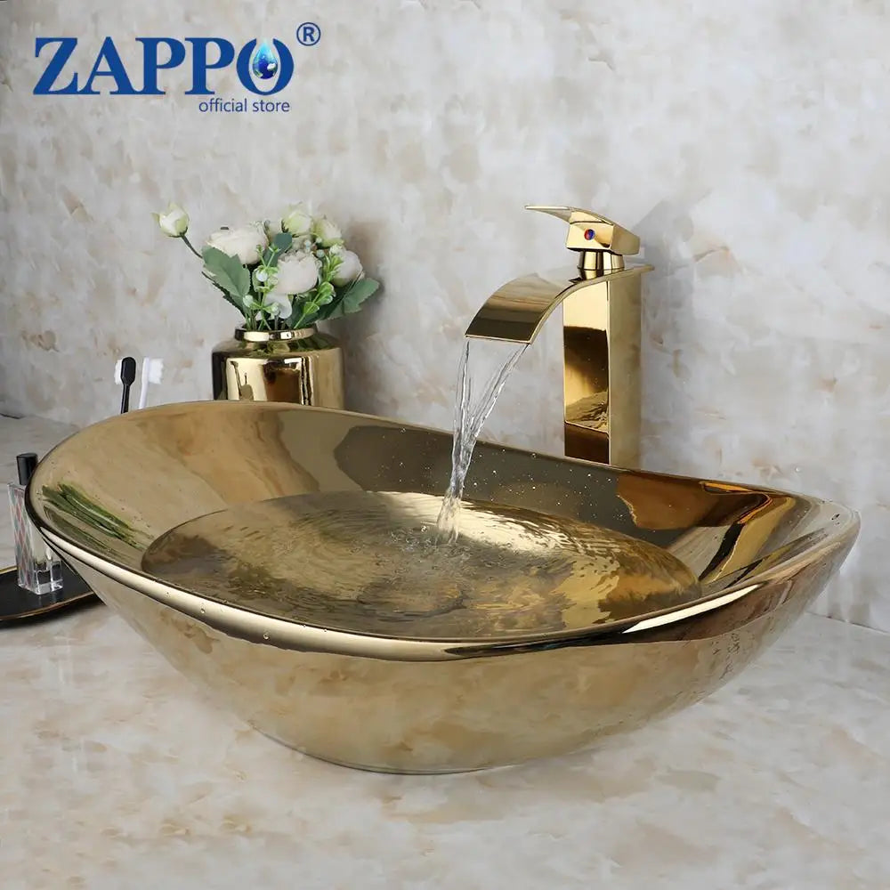 Torayvino Vessel Sink Ceramic Bathroom Set With Faucets And Drain