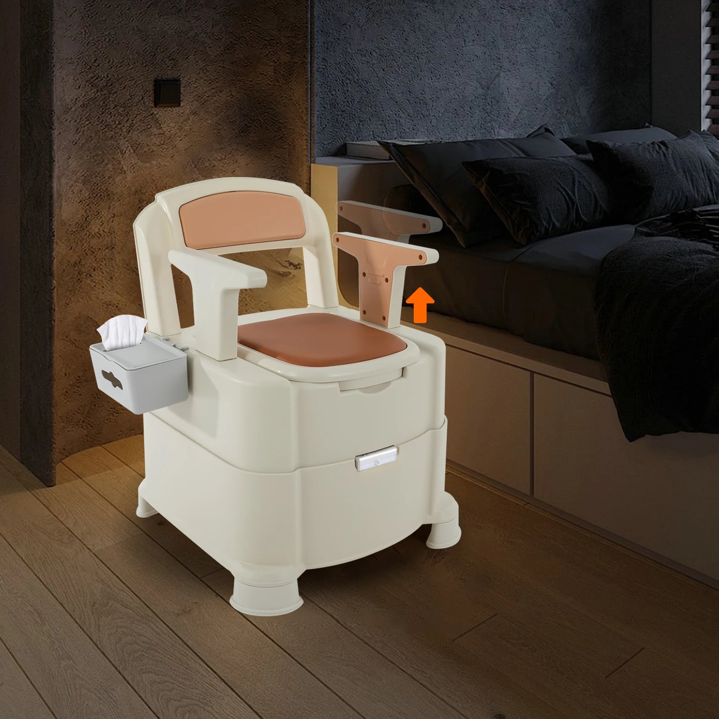 Sensor Night Light Portable Bedside Toilet 200kg Capacity