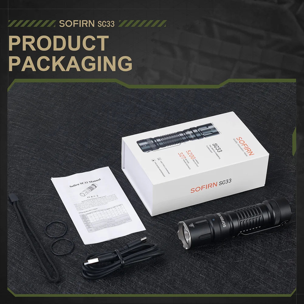 Sofirn SC33 LED Flashlight 5200lm USB C Rechargeable