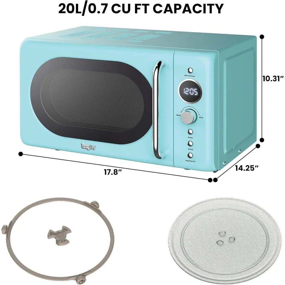 Retro Microwave Oven 20L 700W With 8 Presets For Coffee Rice Pasta