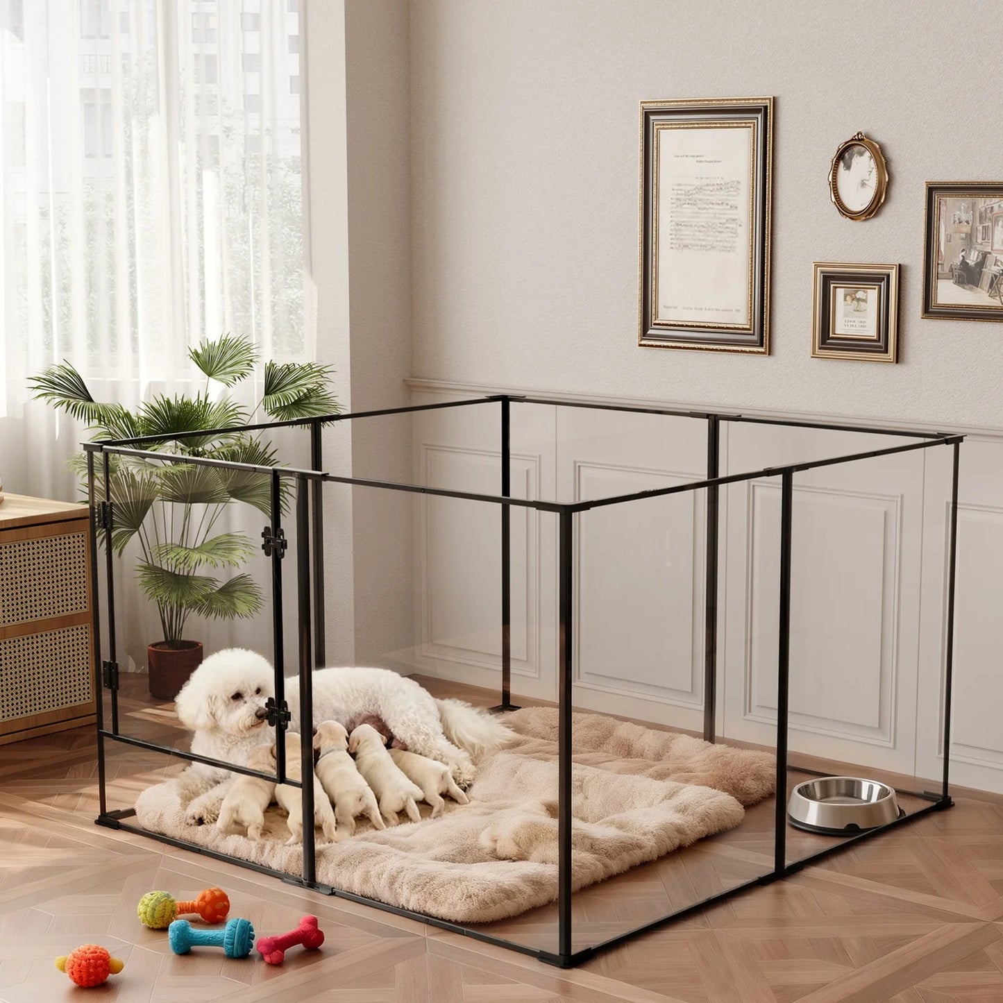 BINGOPAW 8 Panel Clear Acrylic Dog Playpen For Small Pets