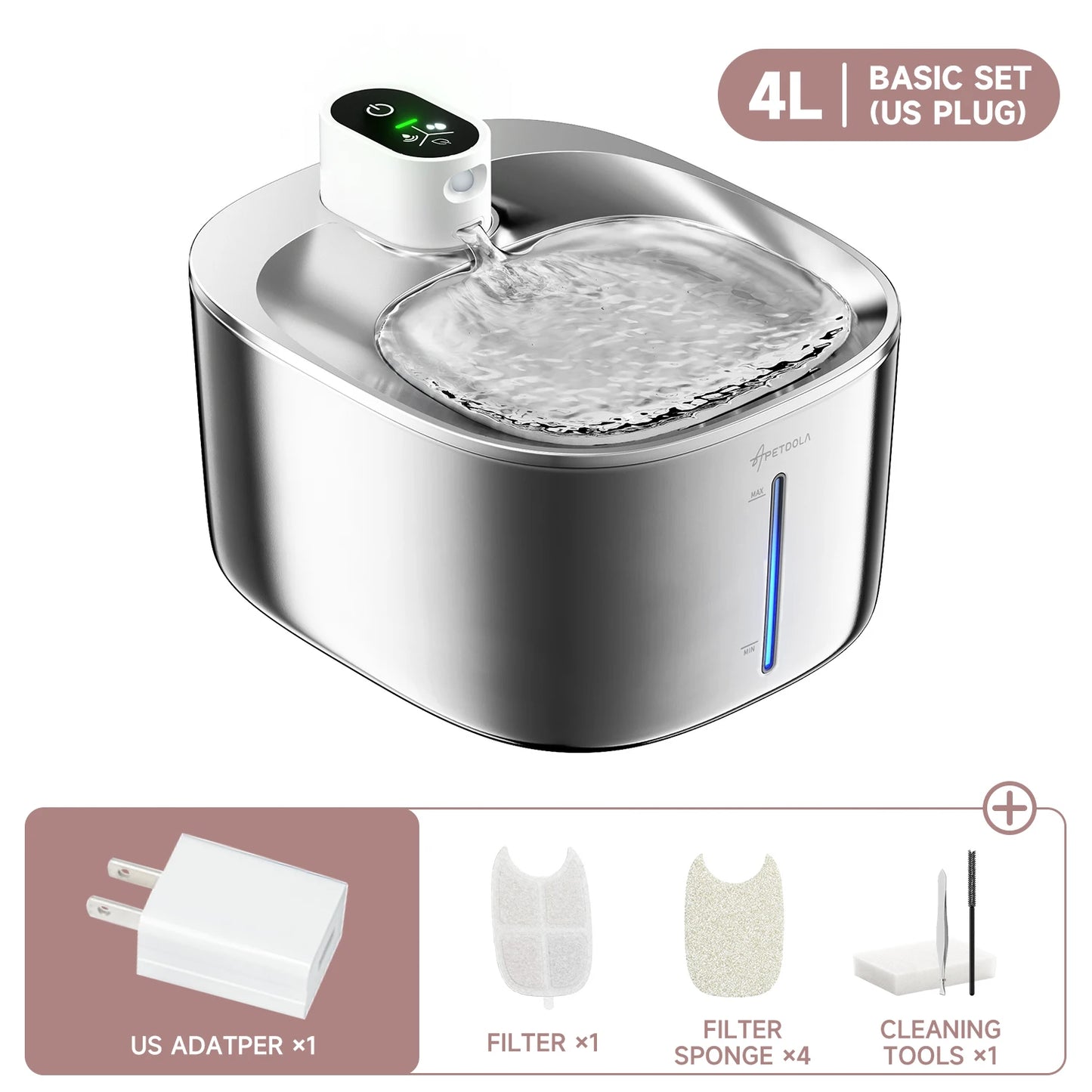 APETDOLA Wireless Cat Water Fountain Auto Sensor Drinker