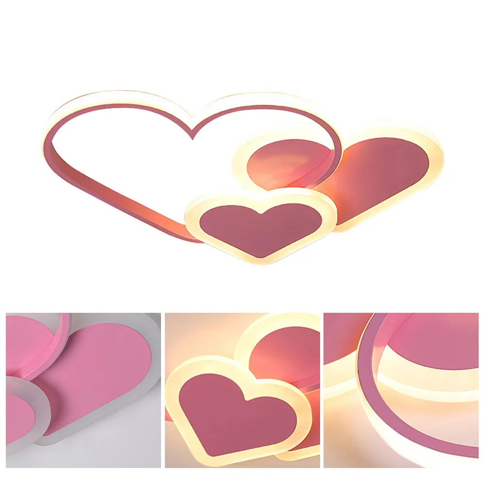Heart-Shaped LED Ceiling Lamp With Remote Control Dimmable