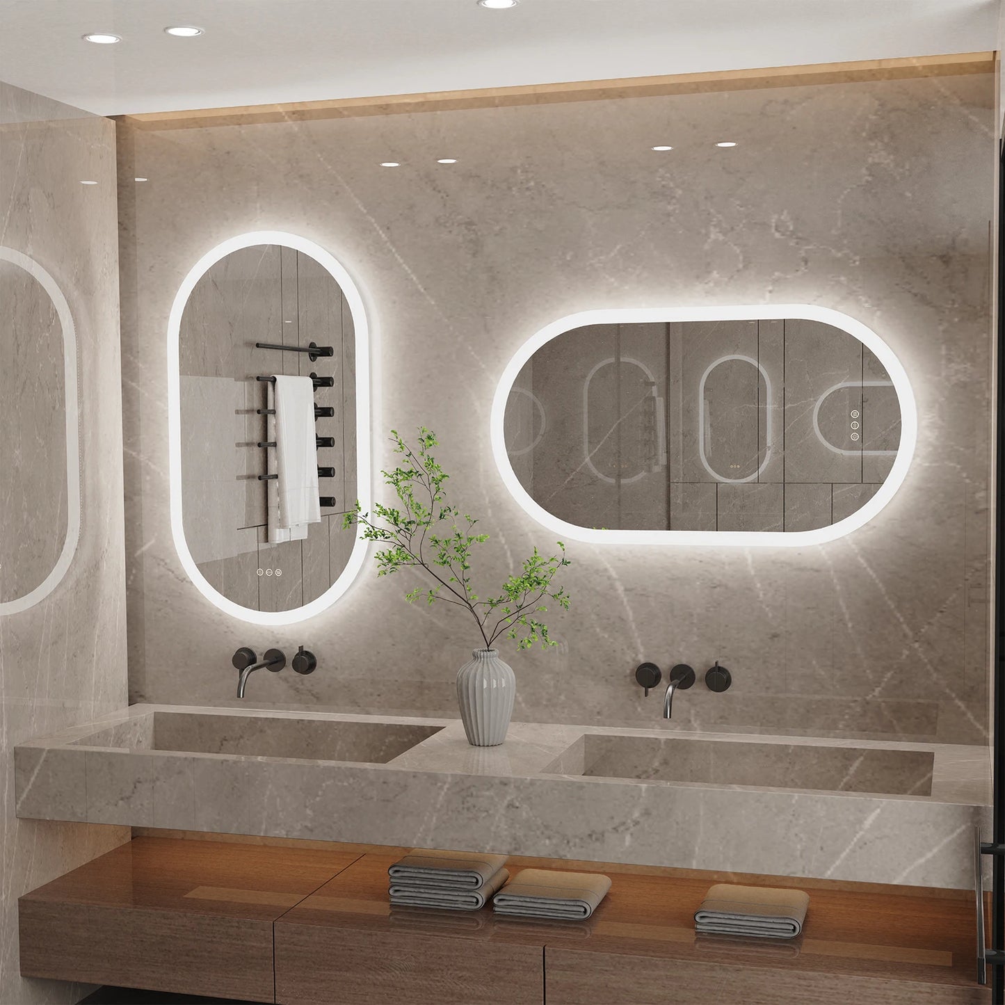 LUVODI Backlit LED Bathroom Mirror With Touch Dimming Defog
