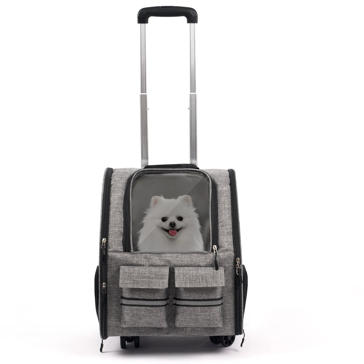 Rolling Pet Carrier Backpack With Removable Wheels