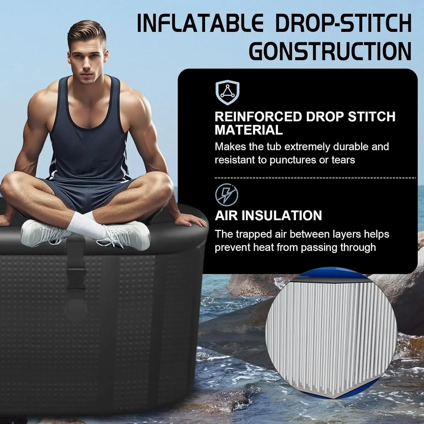 Drop Stitch Ice Bath Tub For Recovery Cold Water Therapy