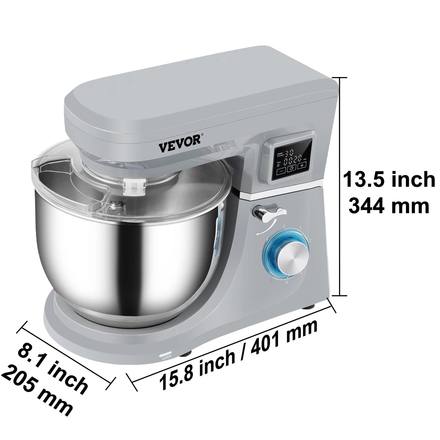 VEVOR 5 In 1 Stand Mixer With 6 Speed LCD