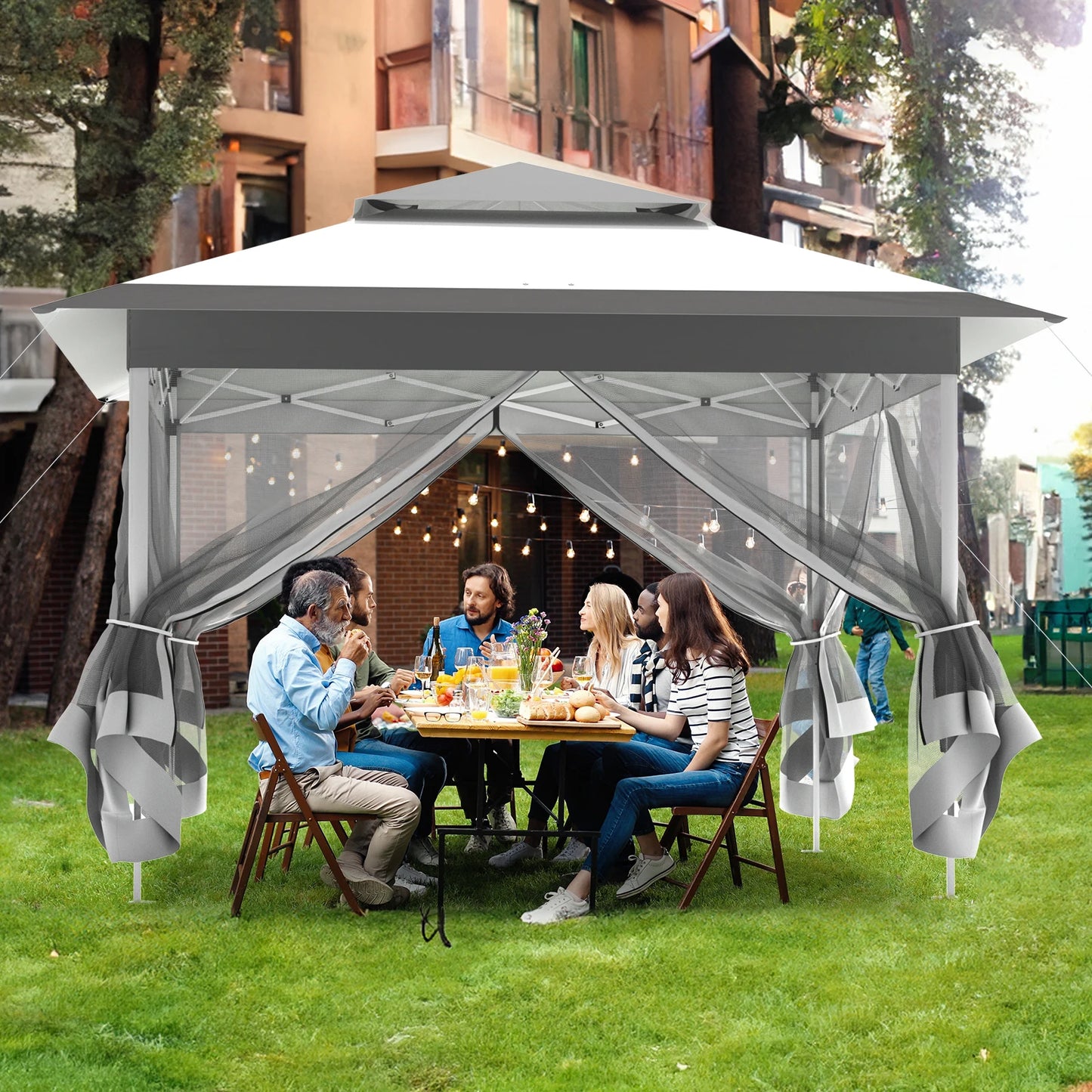 NONECN Outdoor Pop Up Gazebo With Detachable Mosquito Nets