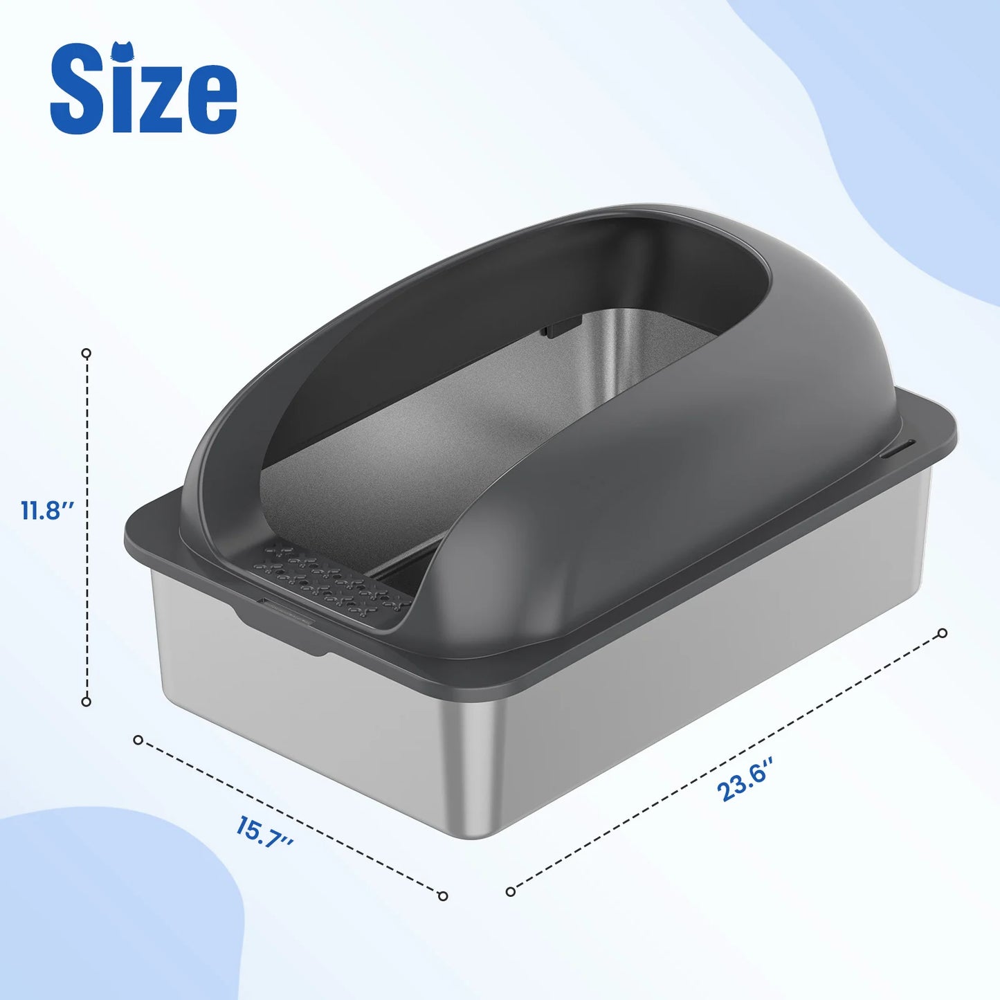 Stainless Steel Cat Litter Box With Lid Scoop Mat Included