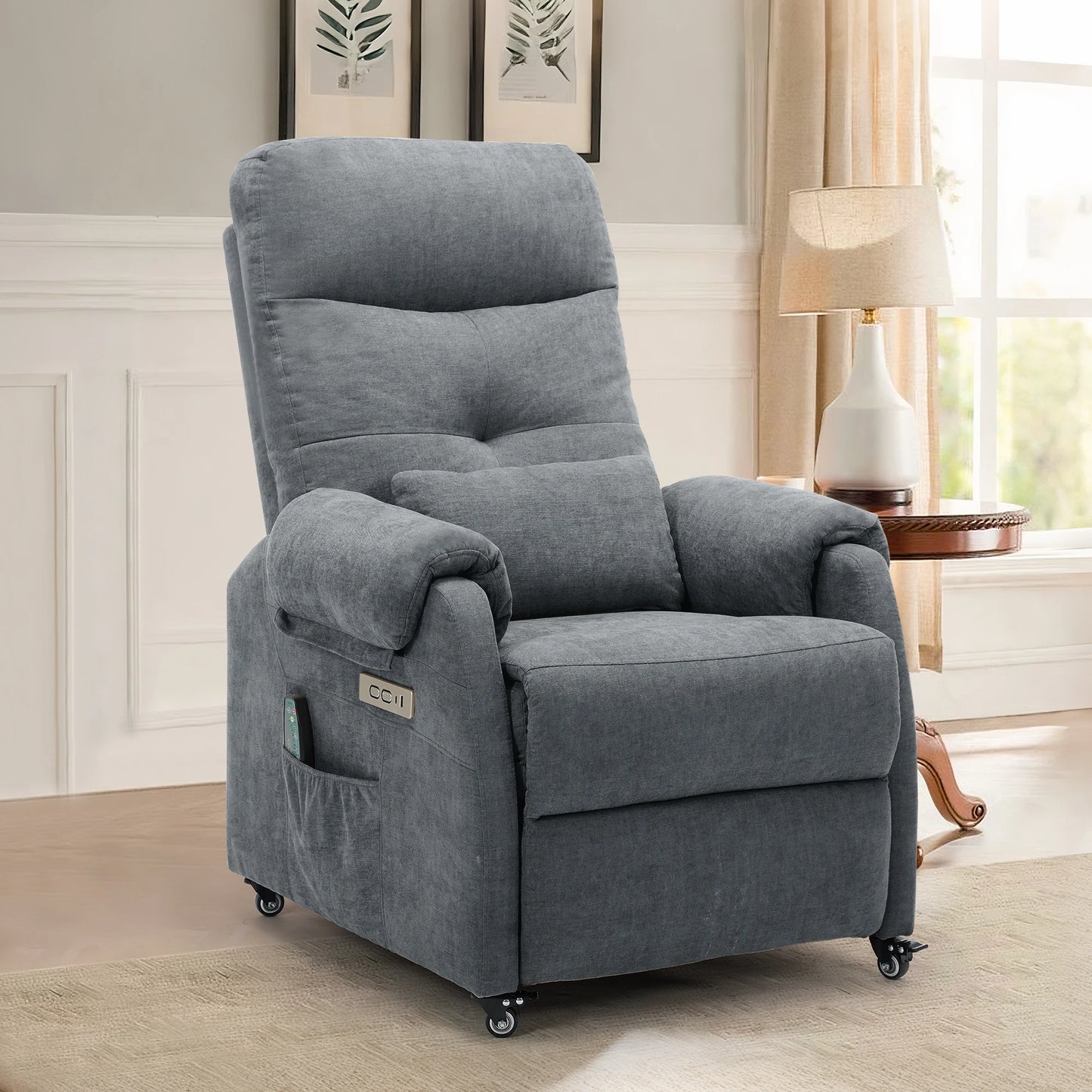 Korser Power Recliner Chair With USB Ports And Wheels For Home