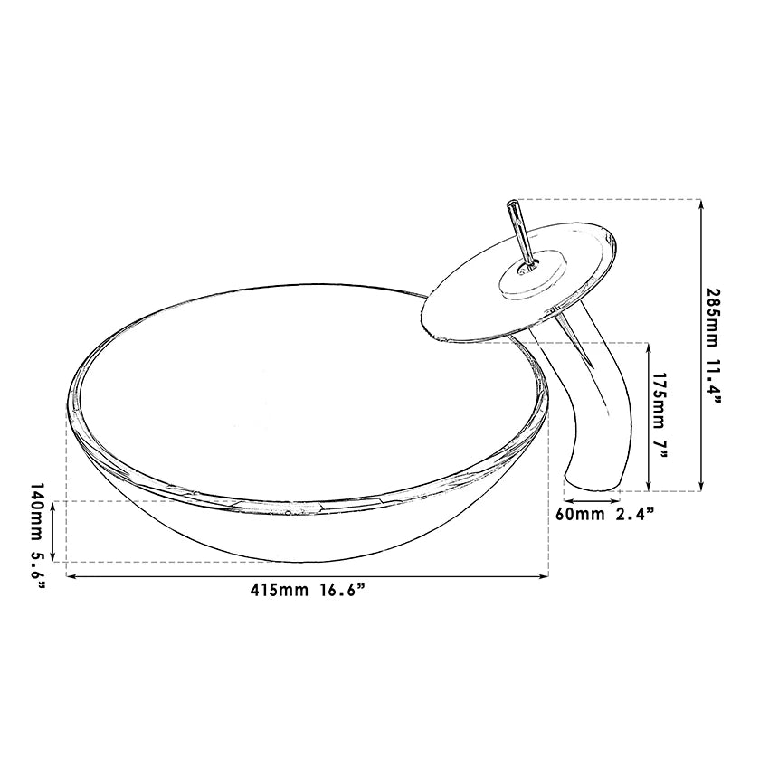 MEKKHALA Goldfish Pattern Tempered Glass Bathroom Basin Sink and Faucet