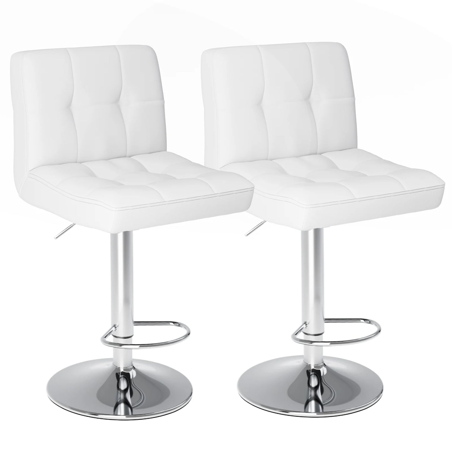 JHK PU Leather Bar Stools Set of 2, Cushioned Back