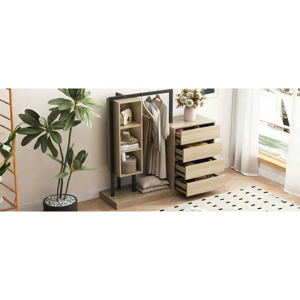 Wardrobe With Four Drawers And Three Shelves For Organization