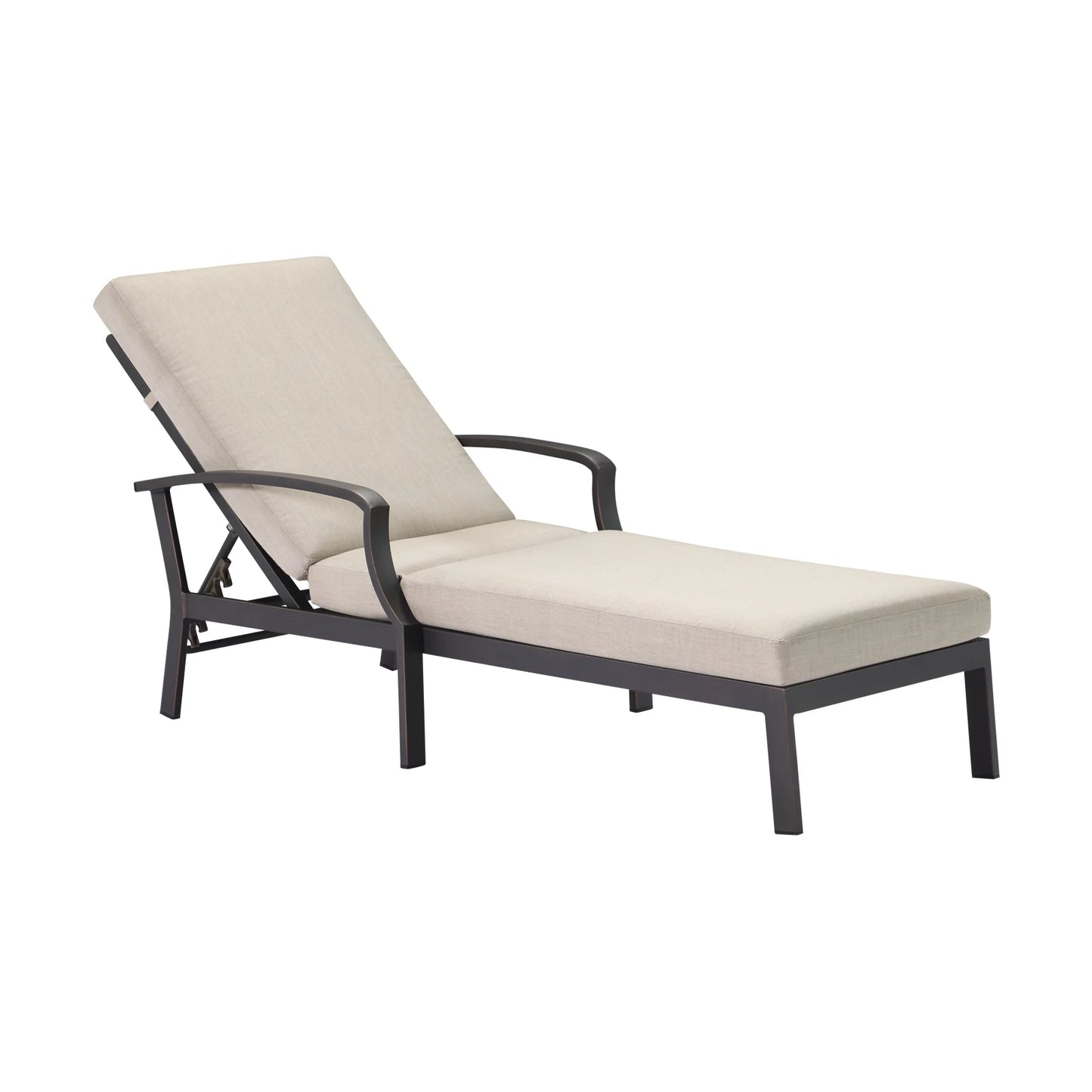 SeeHill Aluminum Outdoor Chaise Lounge Chair With Adjustable Backrest Cushion
