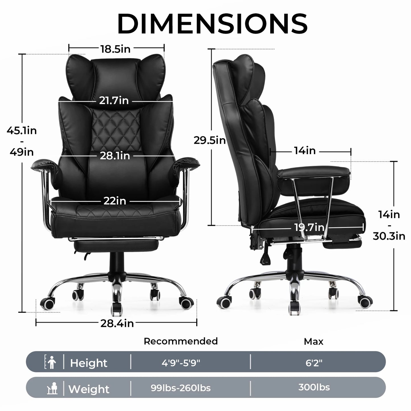 COMHOMA Ergonomic Office Chair With Pocket Spring Lumbar Support Footrest