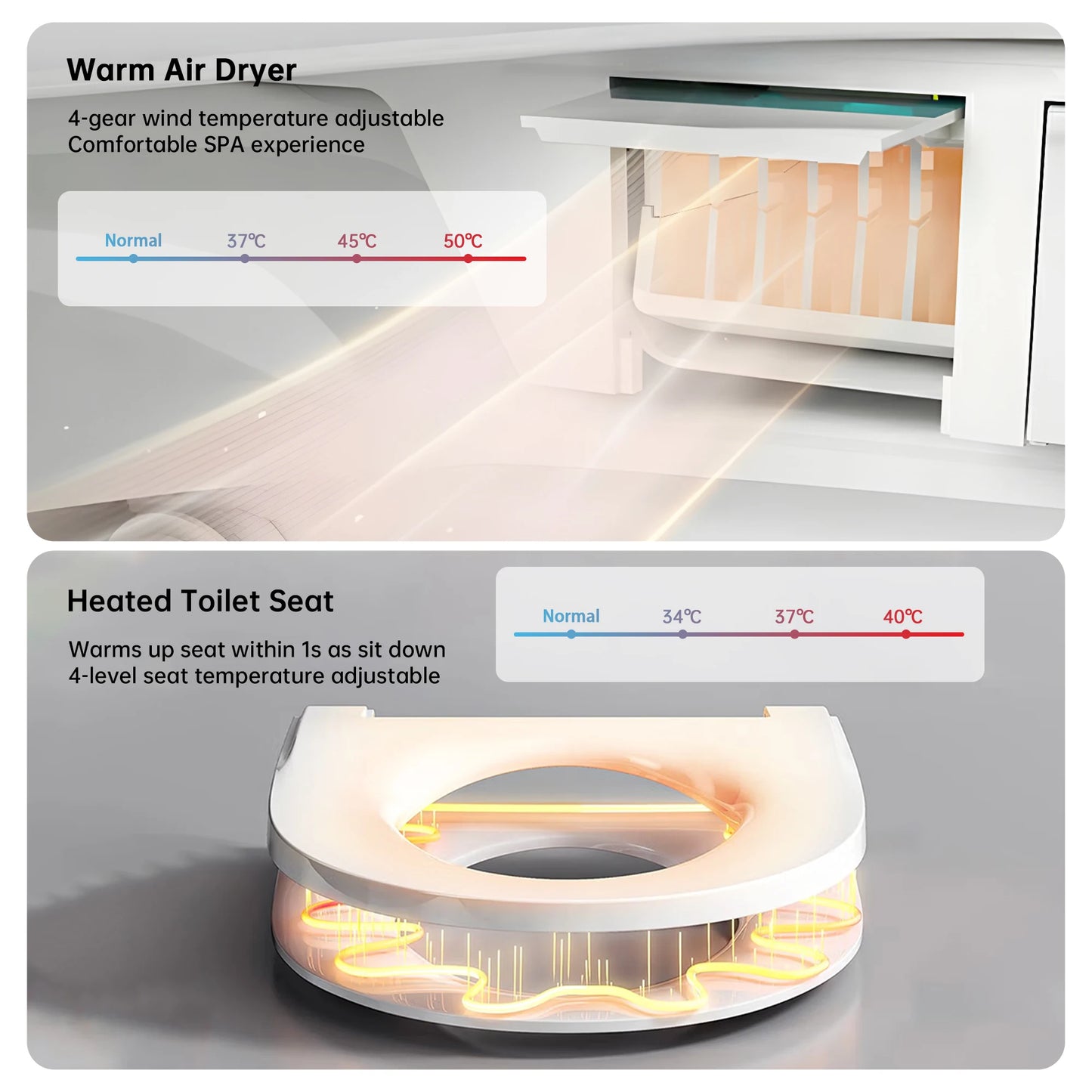 Smart Toilet With Built In Bidet Heated Seat Voice Control