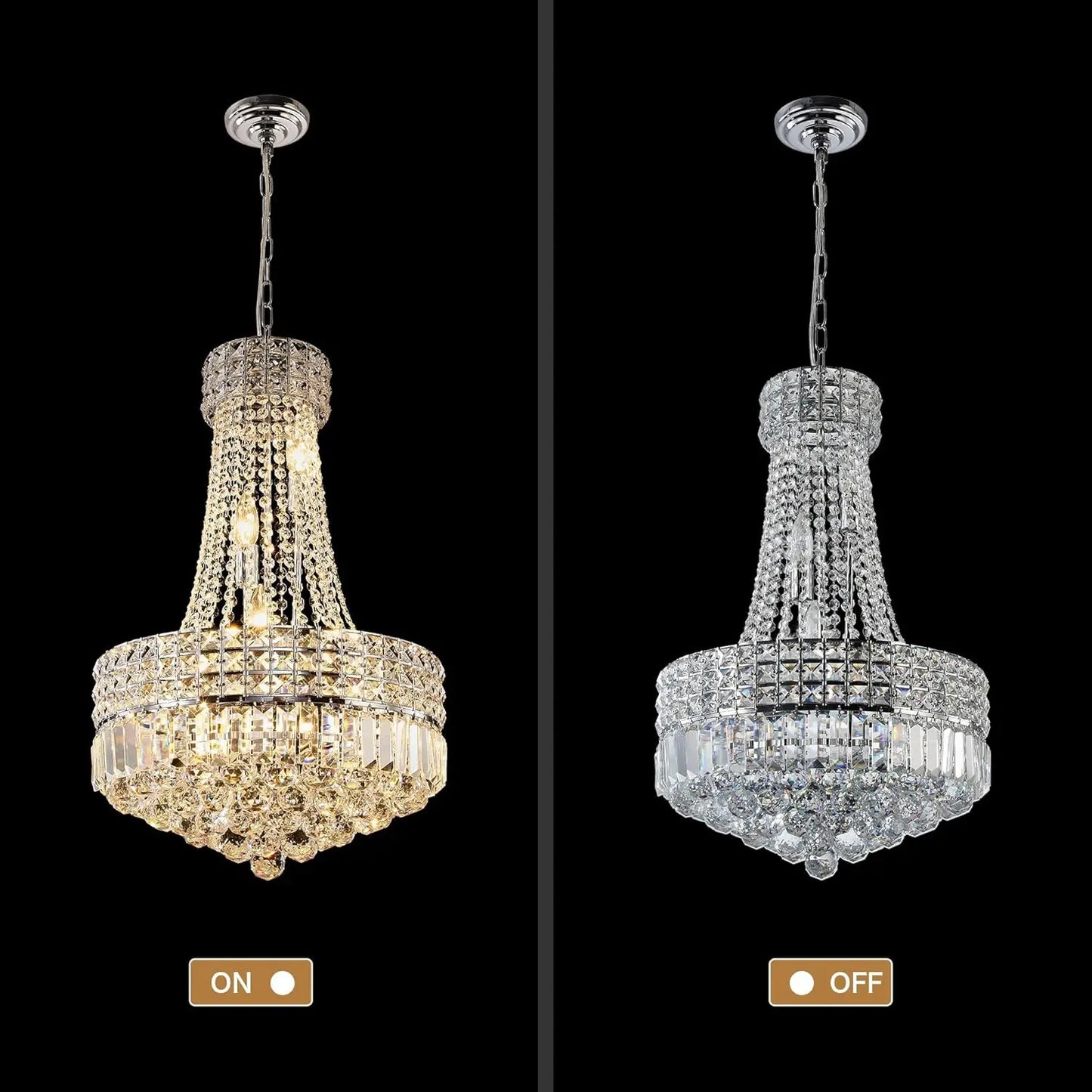 Polished Chrome Crystal Chandelier Dimmable LED Dining Pendant Light