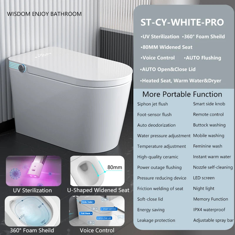 Smart Toilet With Built In Bidet Heated Seat Voice Control