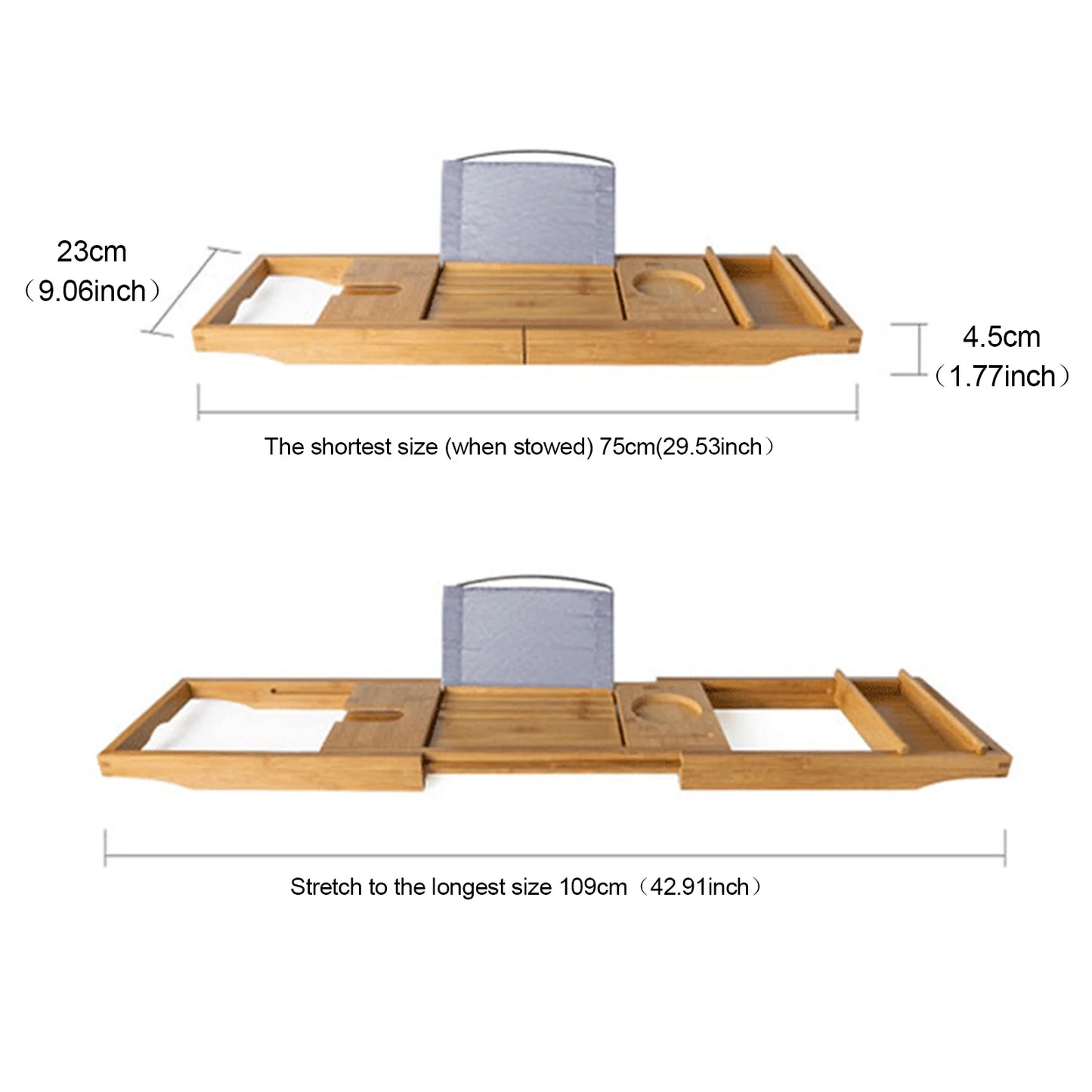 Bamboo Bathtub Tray Table Caddy Over Tub Bath Organizer