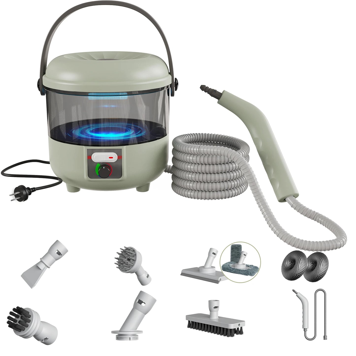 HIEE 2500W Steam Cleaner With 6 Brush Heads For Deep Cleaning