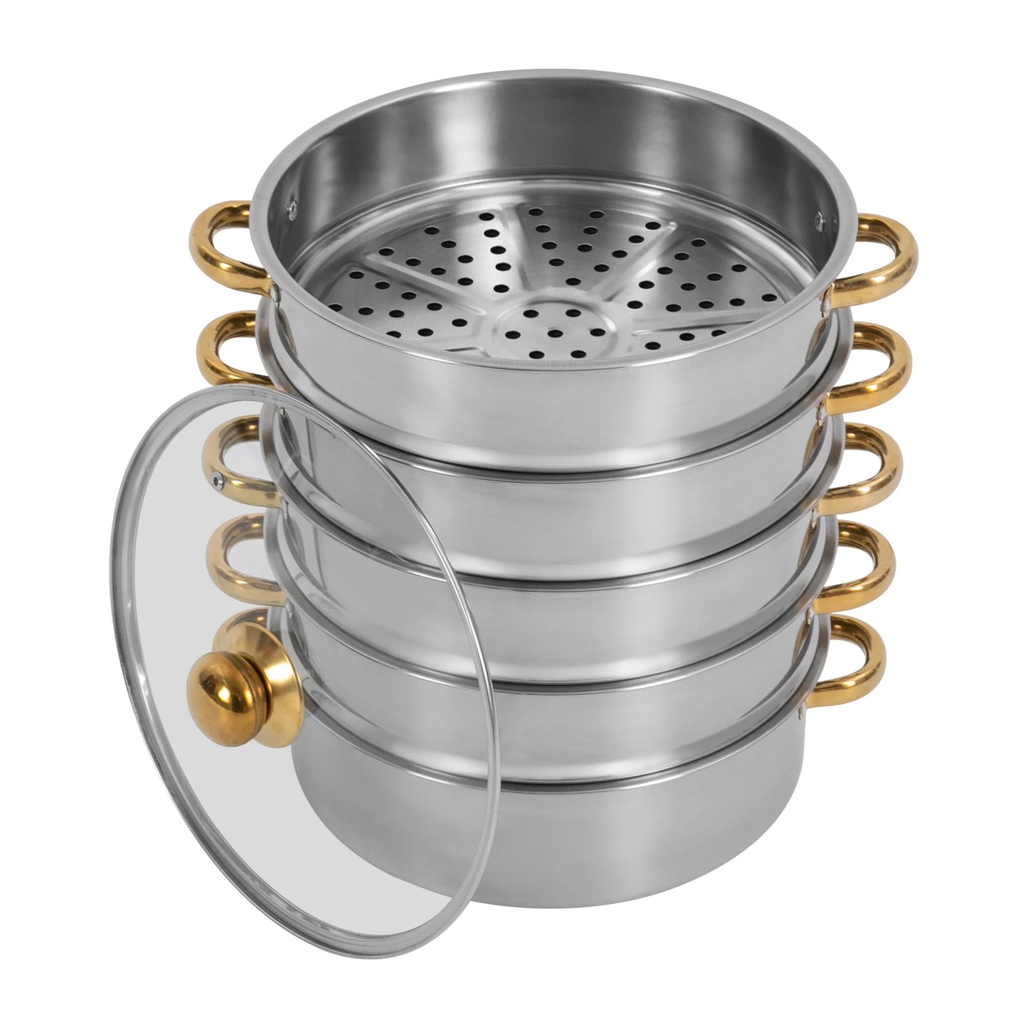 Stainless Steel 5 Tier Steamer Pot For Gas Induction Stoves