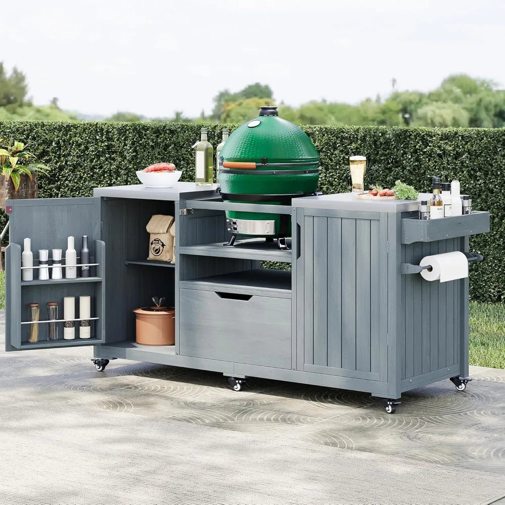 Outdoor Kitchen Island For Grills With Stainless Steel Top