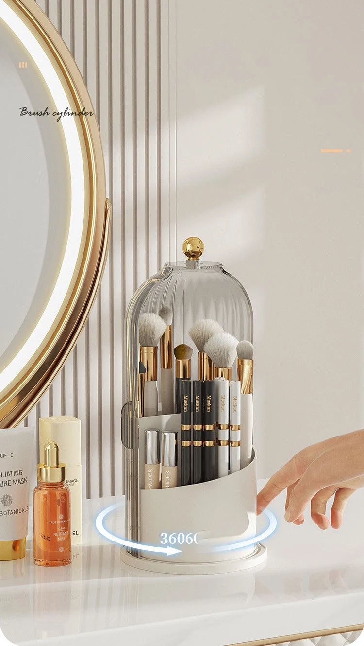 DIAMR Spinning Makeup Organizer With Lid For Vanity And Travel