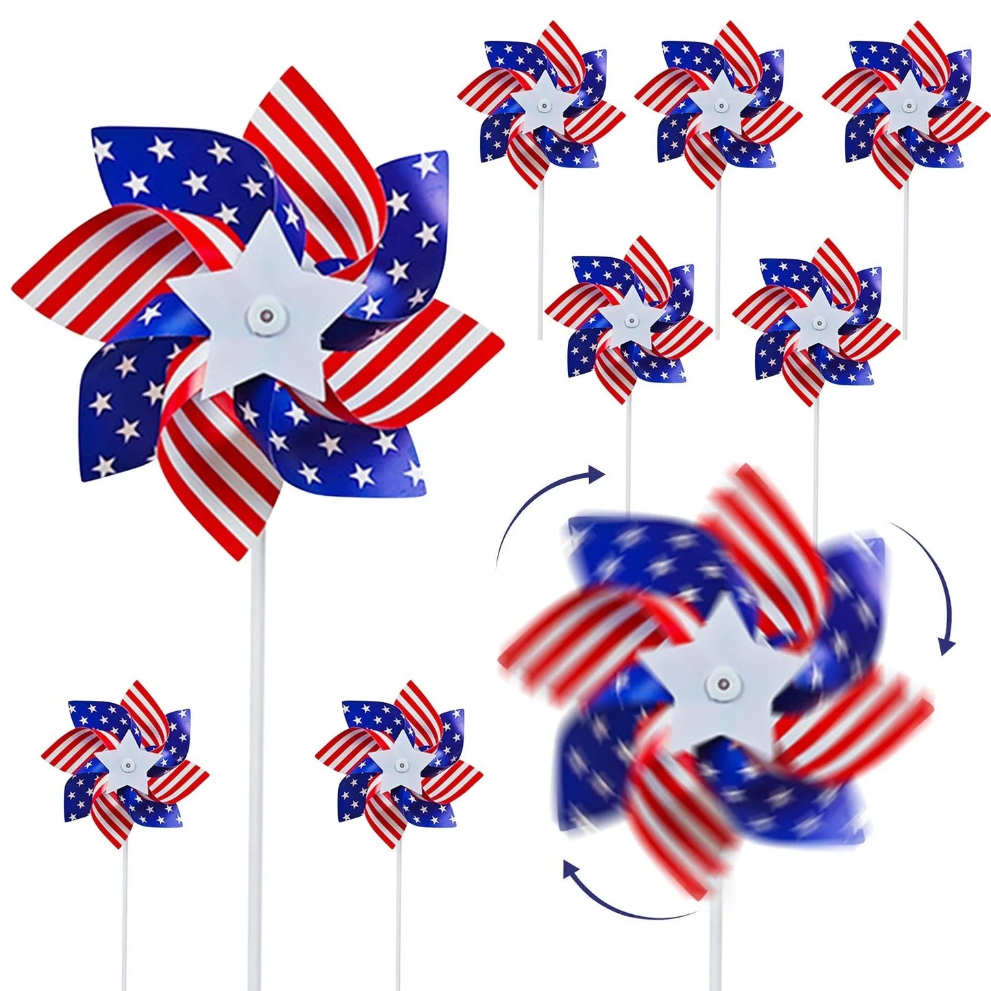 American Flag Patriotic Windmills Wind Spinner Pack