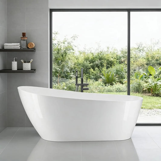 Acrylic Freestanding Bathtub With Integrated Overflow And Drain