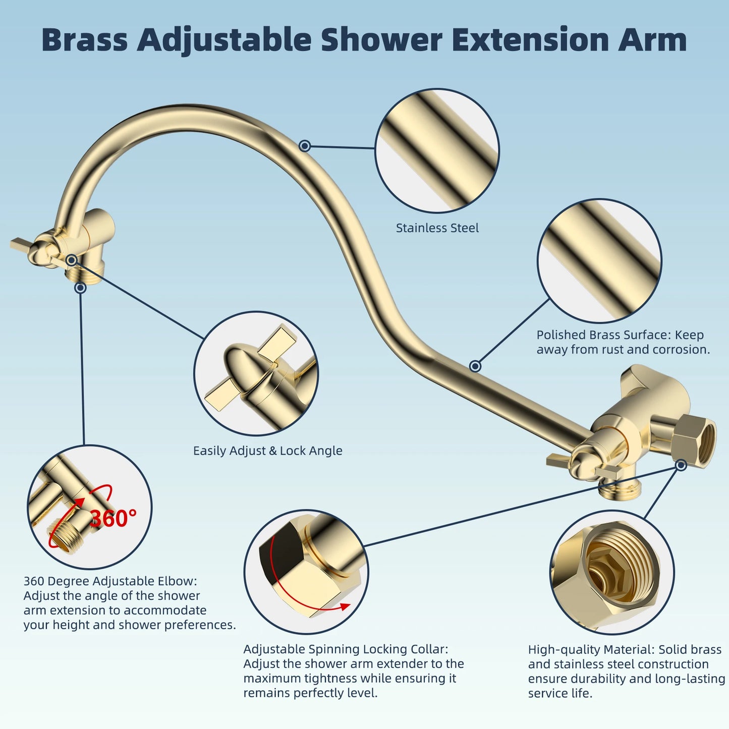 Hibbent High Pressure Rainfall Shower Head With Extension Arm