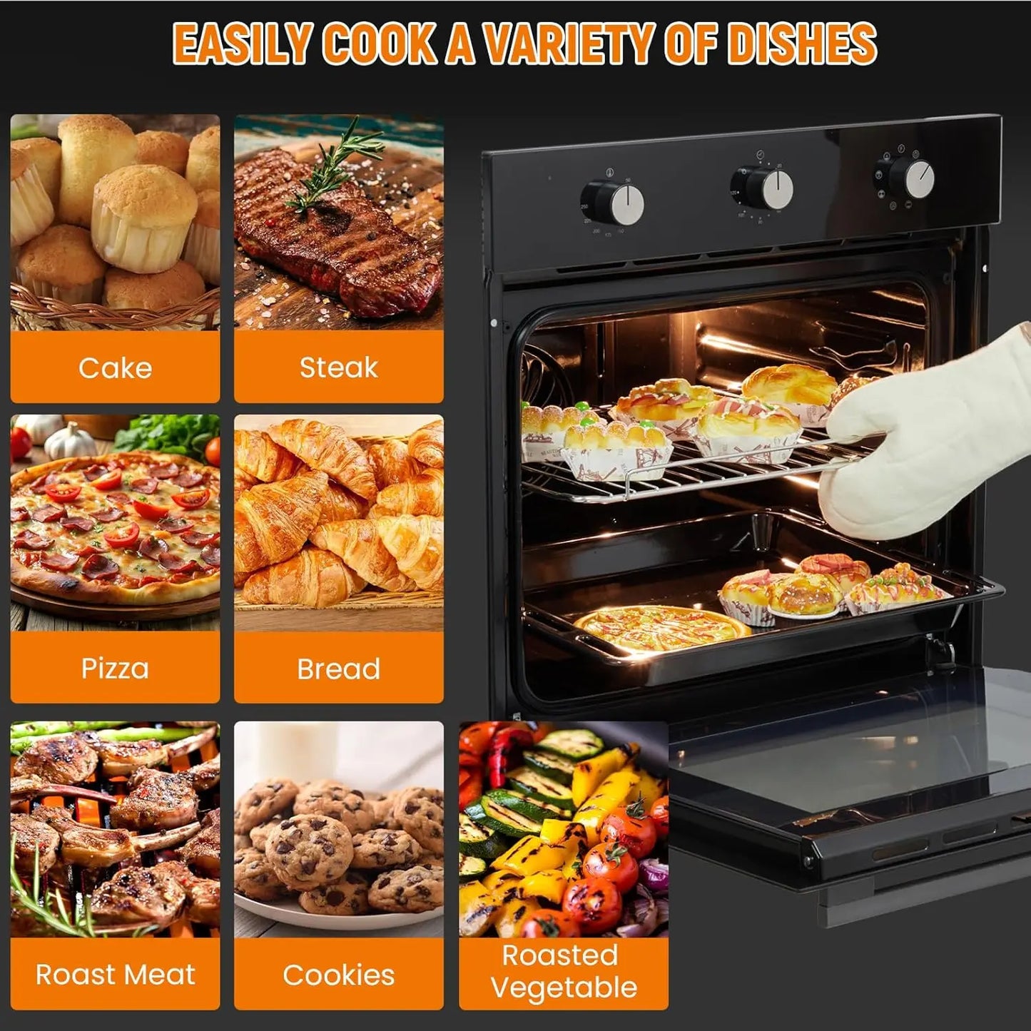 Adoolla Built-In Electric Wall Oven With 8 Cooking Modes