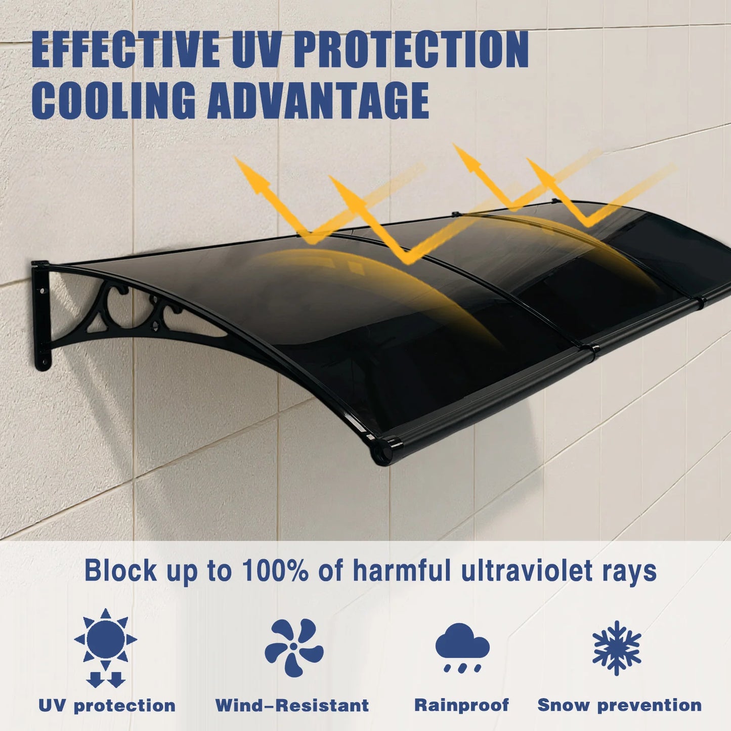 Door Entrance Awning With Aluminum Alloy Bracket For Rain Protection