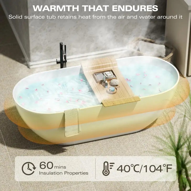 Freestanding Solid Surface Bathtub Luxury Engineered Stone Tub