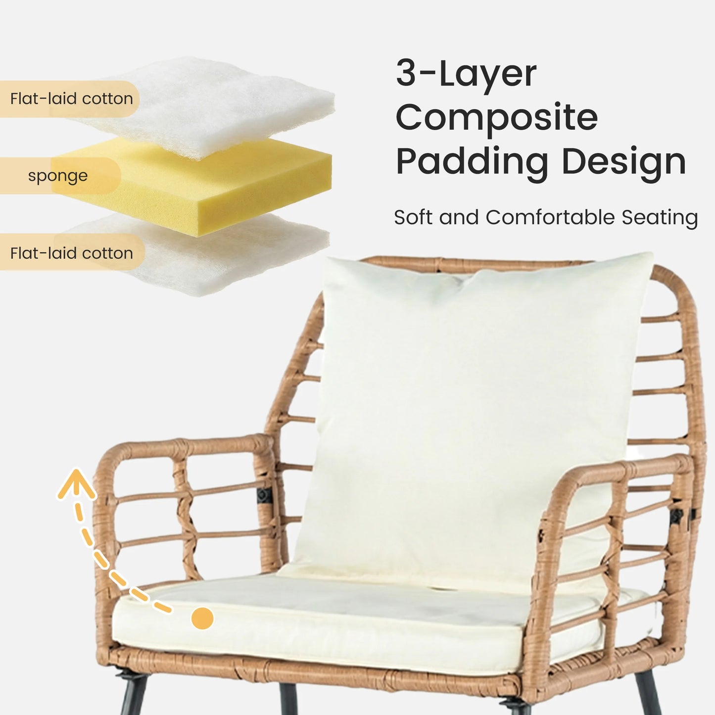 JHK Outdoor Wicker Patio Furniture Set Four Piece Glass Table