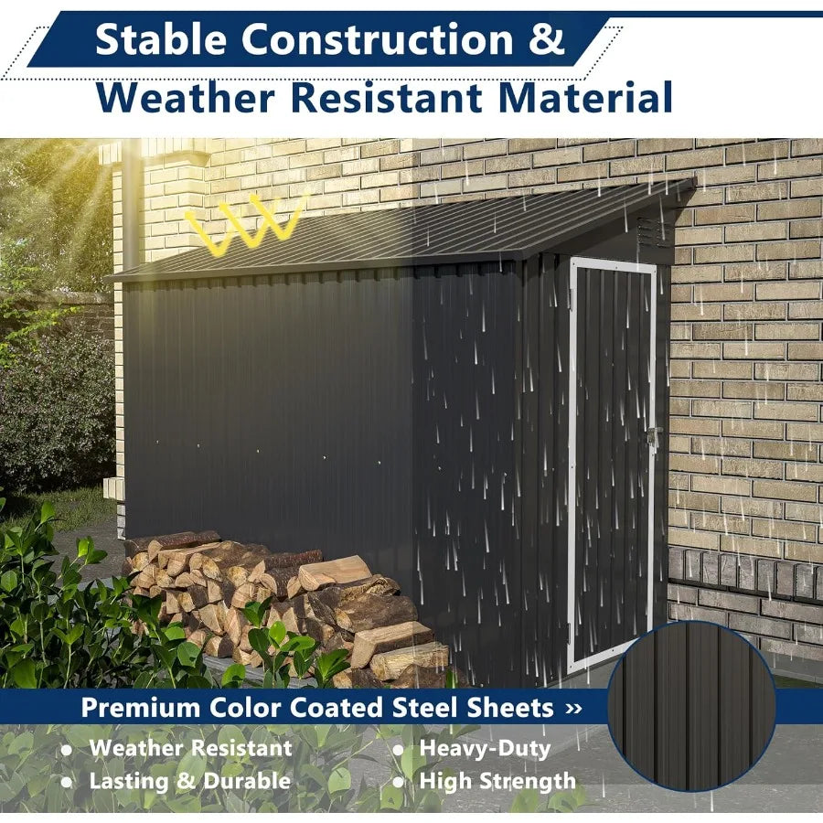 Metal Wall Storage Shed for Outdoor Use Backyard Patio