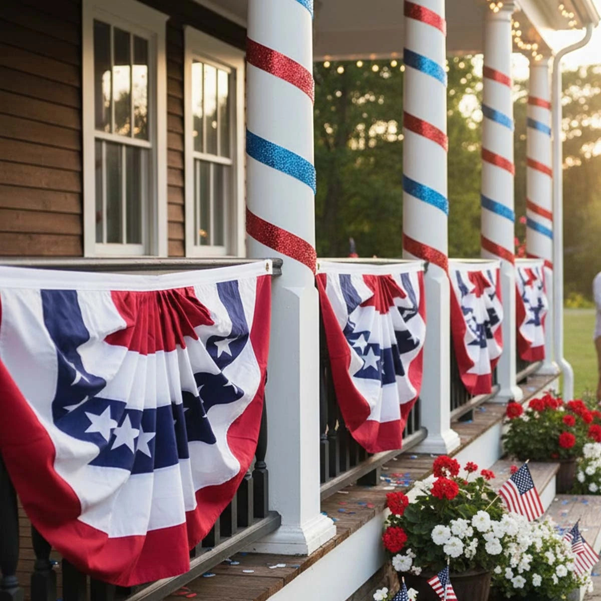 USA Pleated Half Fan Flag Bunting 2-Pack Independence Day