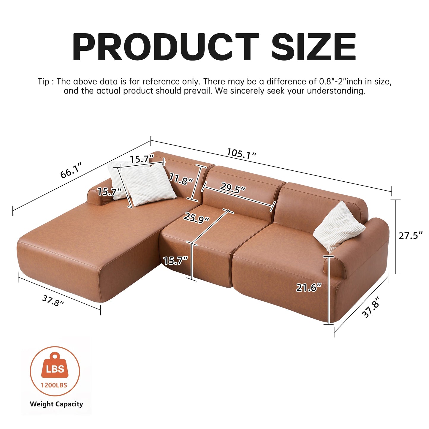 L-Shaped Modular Leather Sofa for Large Spaces Featuring Deep Seats