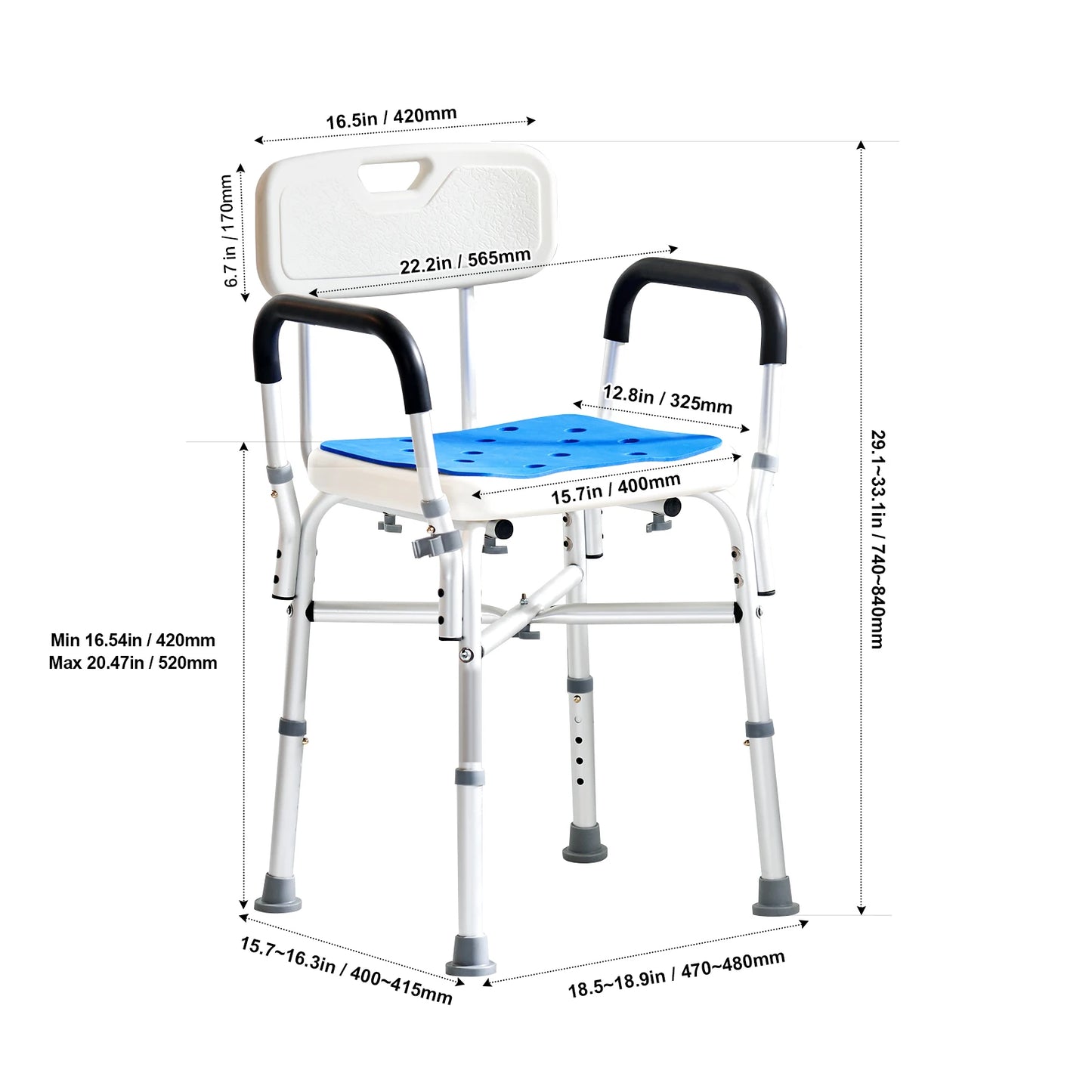SucceBuy Adjustable Shower Chair for Elderly and Disabled Bathing