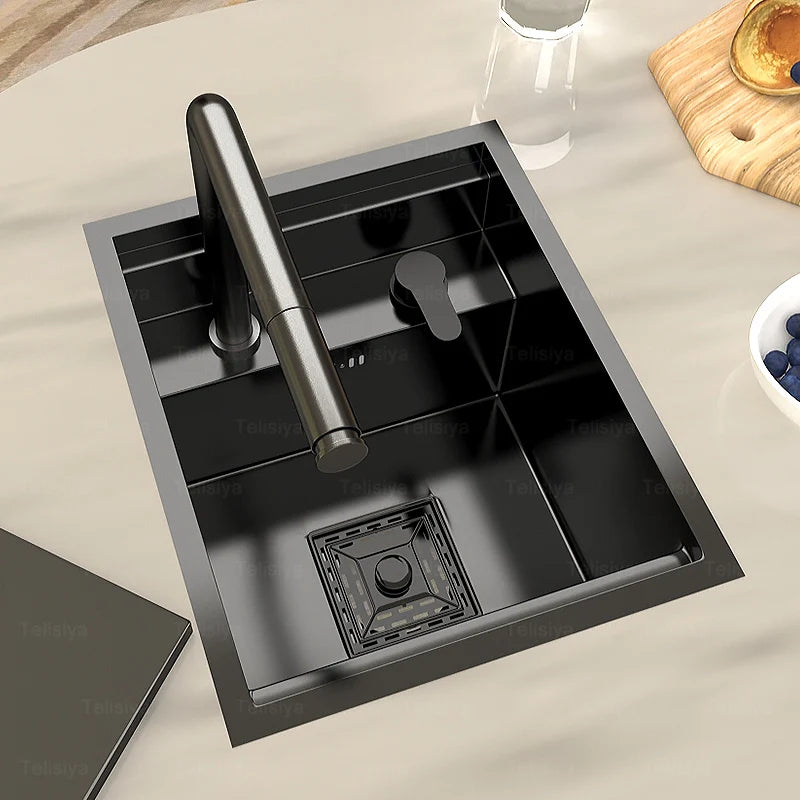Telisiya Stainless Steel Hidden Kitchen Sink With Lid Space Saving