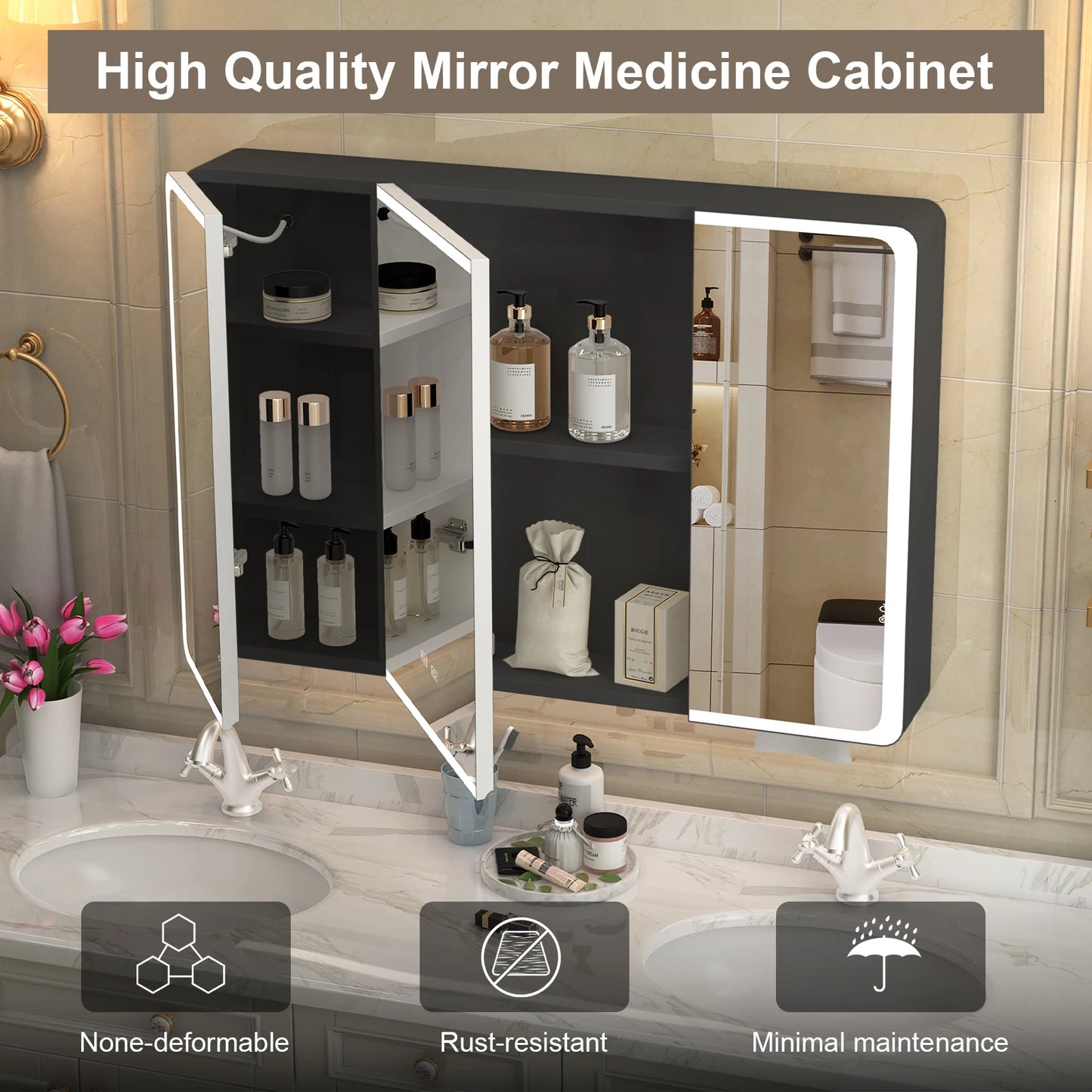 Onesaimei LED Mirror Medicine Cabinet With LED Lighting
